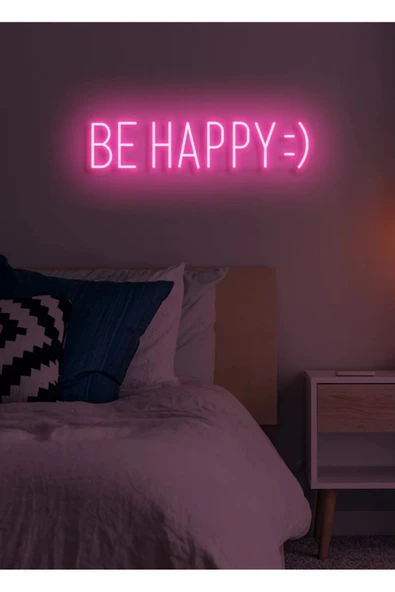 BE HAPPY :) Yazılı Neon Tabela ürün görseli 1
