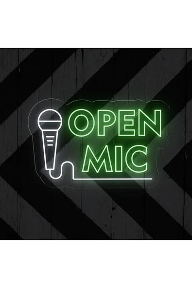 OPEN MIC Yazılı ve Şekilli Neon Tabela ürün görseli 1