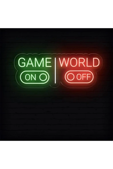 GAME WORLD Yazılı ve Şekilli Neon Tabela ürün görseli 1
