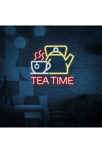 TEA TIME Yazılı ve Şekilli Neon Tabela ürün görseli 1
