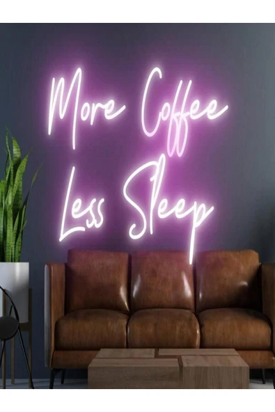 More Coffee Less Sleep Yazılı Neon Tabela ürün görseli 1