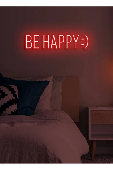 BE HAPPY :) Yazılı Neon Tabela ürün görseli 1