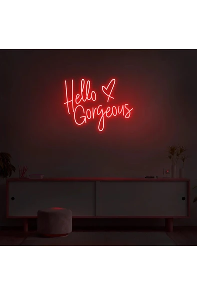 Hello Gorgeous Yazılı ve Şekilli Neon Tabela ürün görseli 1