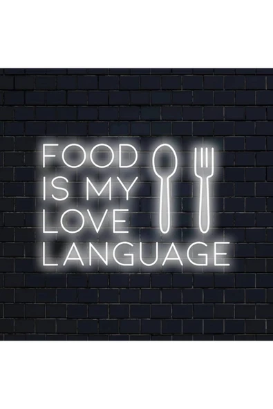 FOOD IS MY LOVE LANGUAGE Yazılı ve Şekilli Neon Tabela ürün görseli 1