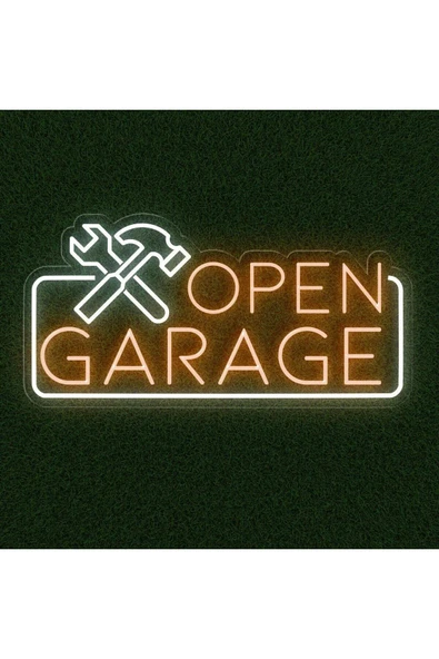 OPEN GARAGE Yazılı ve Şekilli Neon Tabela ürün görseli 1