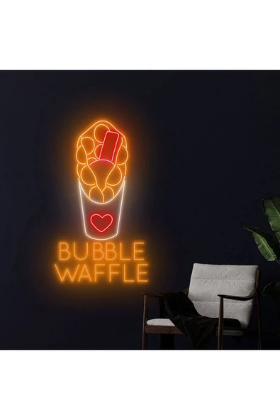 BUBBLE WAFFLE Yazılı ve Şekilli Neon Tabela ürün görseli 1
