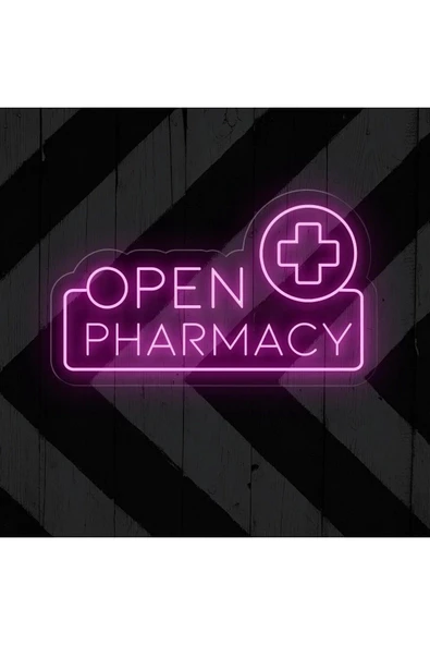 OPEN PHARMACY Yazılı ve Şekilli Neon Tabela ürün görseli 1