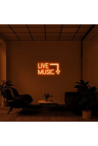LIVE MUSIC Yazılı Neon Tabela ürün görseli 1