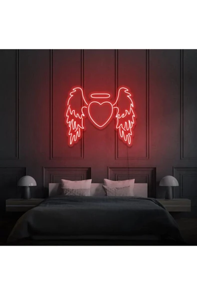 Kanatlı Kalp Şekilli Neon Tabela ürün görseli 1