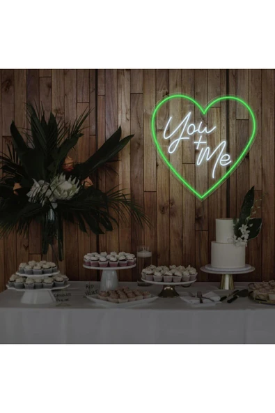 You+Me Yazılı ve Şekilli Neon Tabela ürün görseli 1