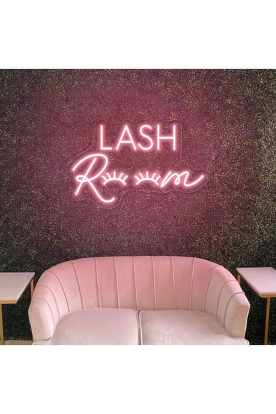 LASH Room Yazılı ve Kirpik Figürlü Neon Tabela ürün görseli 1