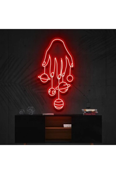 El Gezegenler Galaksi Figürlü Dekoratif Neon Tabela ürün görseli 1