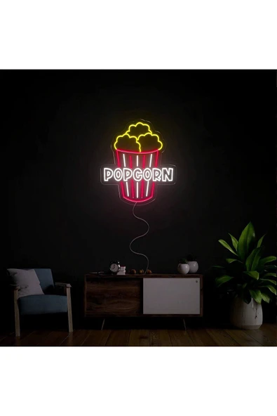 POPCORN Yazılı ve Şekilli Neon Tabela ürün görseli 1
