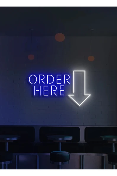 ORDER HERE Yazılı ve Şekilli Neon Tabela ürün görseli 1