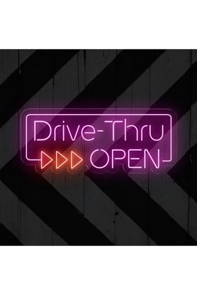 Drive-Thru OPEN Yazılı Neon Tabela ürün görseli 1
