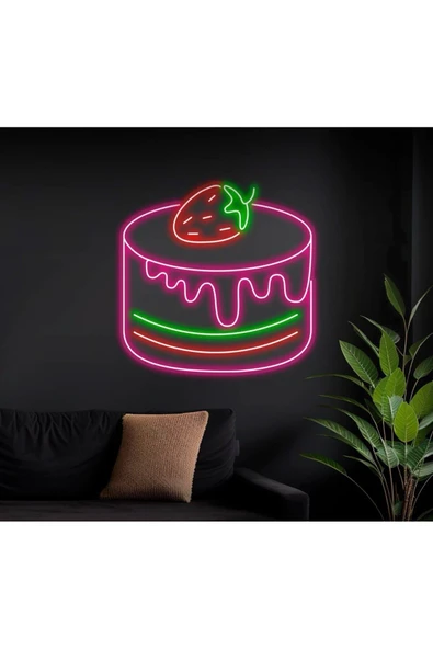 Çilekli Pasta Figürlü Neon Tabela ürün görseli 1