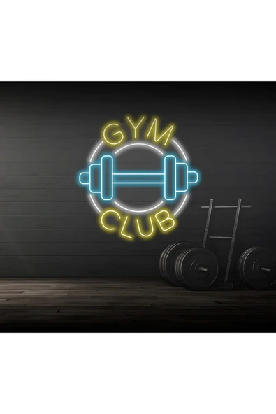 GYM CLUB Yazılı ve Şekilli Neon Tabela ürün görseli 1