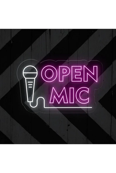 OPEN MIC Yazılı ve Şekilli Neon Tabela ürün görseli 1