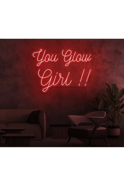 You Glow Girl!! Yazılı Neon Tabela ürün görseli 1