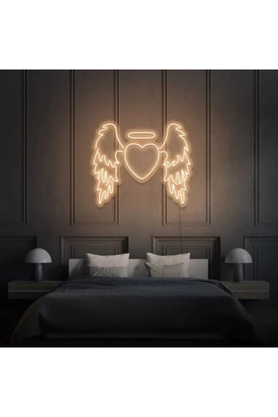 Kanatlı Kalp Şekilli Neon Tabela ürün görseli 1