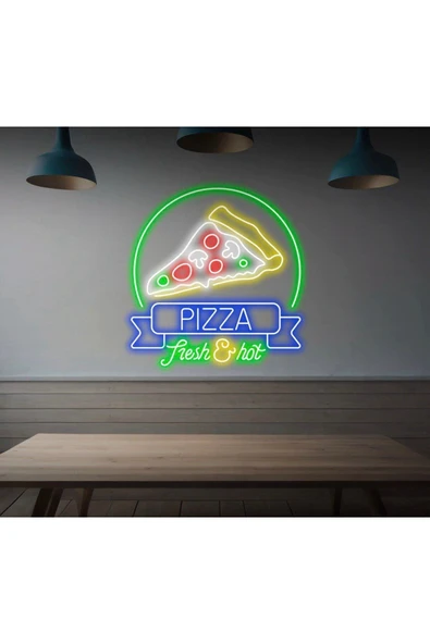 PIZZA fresh&hot Yazılı ve Şekilli Neon Tabela ürün görseli 1