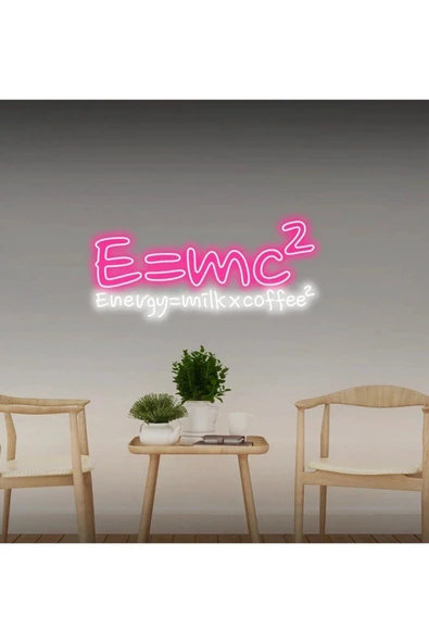 E=mc² Energy=milkxcoffee² Yazılı Neon Tabela ürün görseli 1