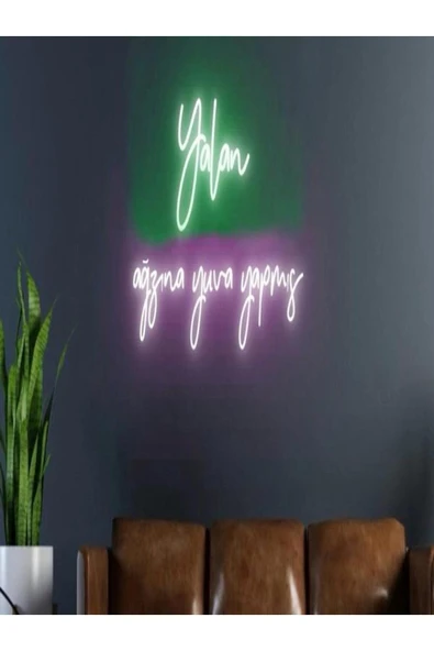 Yalan Ağzına Yuva Yapmış Yazılı Neon Tabela ürün görseli 1