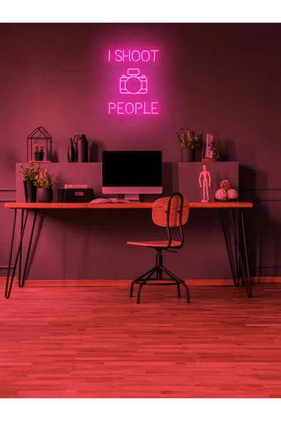 I SHOOT PEOPLE Yazılı ve Şekilli Neon Tabela ürün görseli 1