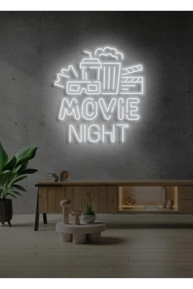 MOVIE NIGHT Yazılı ve Şekilli Neon Tabela ürün görseli 1