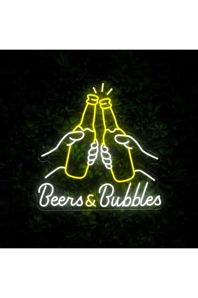 Beers & Bubbles Yazılı ve Şekilli Neon Tabela - Resim 2
