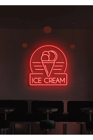 ICE CREAM Yazılı ve Şekilli Neon Tabela ürün görseli 1