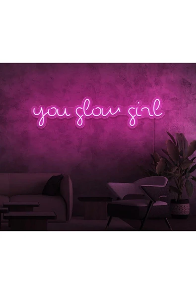 you glow girl Yazılı Neon Tabela ürün görseli 1