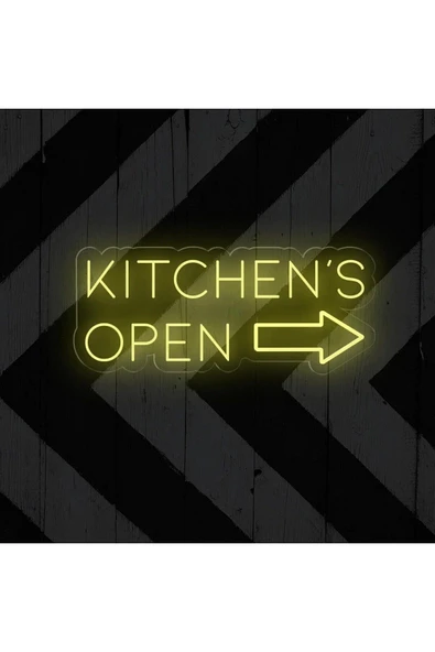 KITCHEN'S OPEN Yazılı ve Şekilli Neon Tabela ürün görseli 1