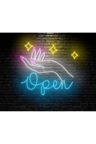 Open Yazılı ve Şekilli Neon Tabela - Resim 2