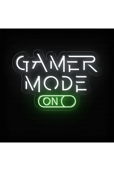 GAMER MODE ON Yazılı ve Şekilli Neon Tabela ürün görseli 1