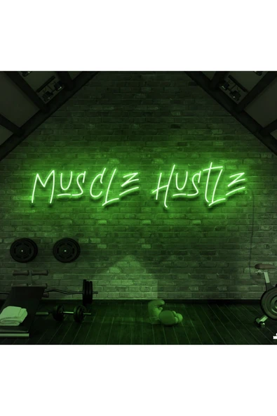 MUSCLE HUSTLE Yazılı Neon Tabela ürün görseli 1