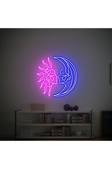 Moon and Sun Lover Figürlü Neon Tabela ürün görseli 1