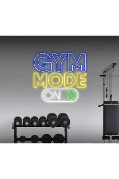 GYM MODE ON Yazılı ve Şekilli Neon Tabela ürün görseli 1