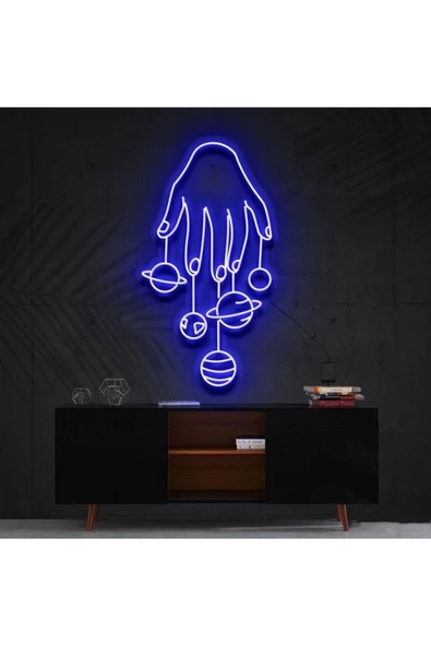 El Gezegenler Galaksi Figürlü Dekoratif Neon Tabela ürün görseli 1