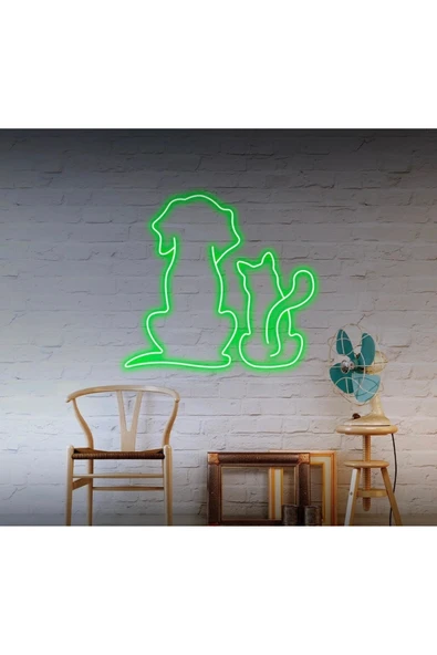 Kedi ve Köpek Figürlü Neon Tabela ürün görseli 1