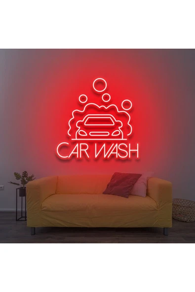 CAR WASH Yazılı ve Şekilli Neon Tabela ürün görseli 1