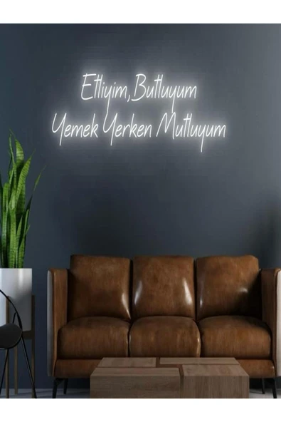 Etliyim,butluyum Yemek Yerken Mutluyum Yazılı Neon Tabela ürün görseli 1