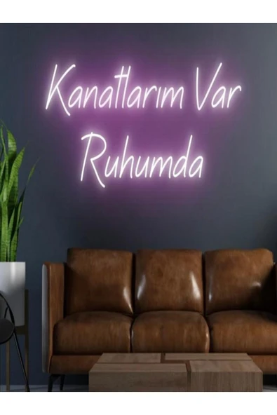 Kanatlarım Var Ruhumda Yazılı Neon Tabela ürün görseli 1