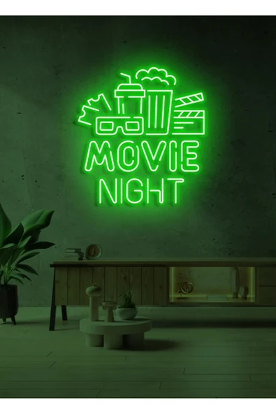 MOVIE NIGHT Yazılı ve Şekilli Neon Tabela ürün görseli 1