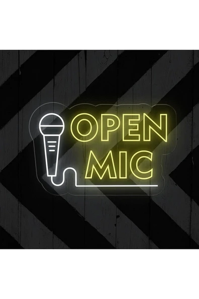 OPEN MIC Yazılı ve Şekilli Neon Tabela ürün görseli 1