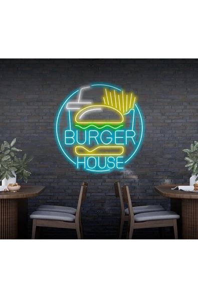 BURGER HOUSE Yazılı ve Şekilli Neon Tabela ürün görseli 1