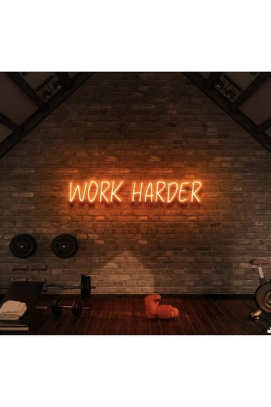 WORK HARDER Yazılı Neon Tabela ürün görseli 1
