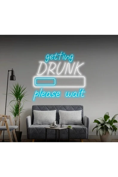 getting DRUNK please wait Yazılı ve Şekilli Neon Tabela ürün görseli 1