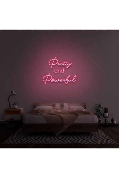 Pretty and Powerful Yazılı Neon Tabela ürün görseli 1