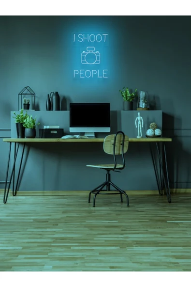 I SHOOT PEOPLE Yazılı ve Şekilli Neon Tabela ürün görseli 1